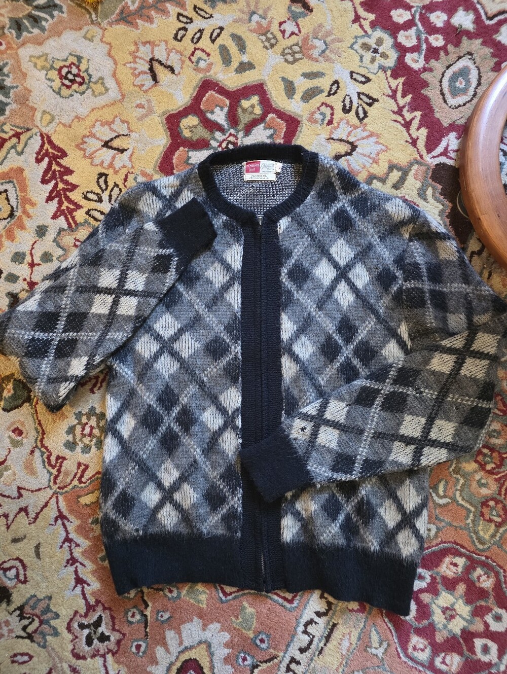 Vintage 1960's Milwaukee Knit Wool/Mohair Zip Cardigan size XL